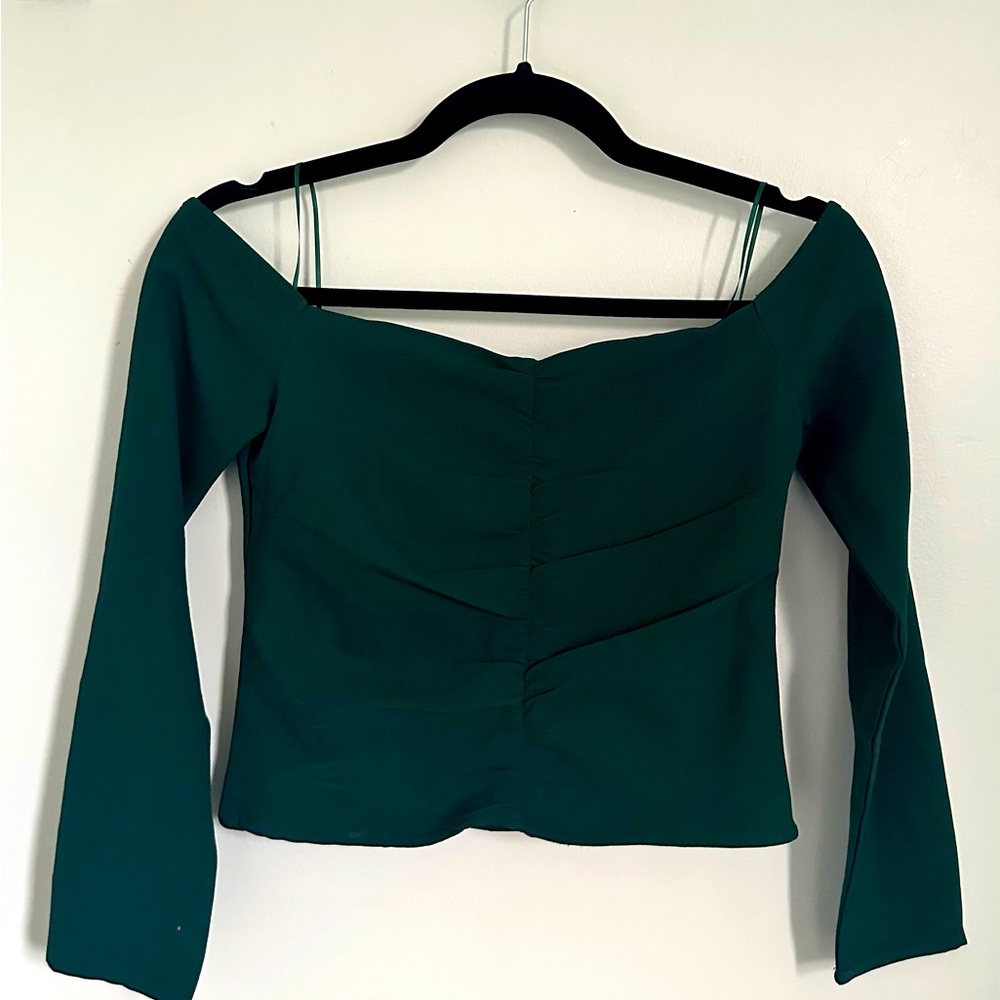 Abercrombie & Fitch Dark Green off the shoulder Blouse